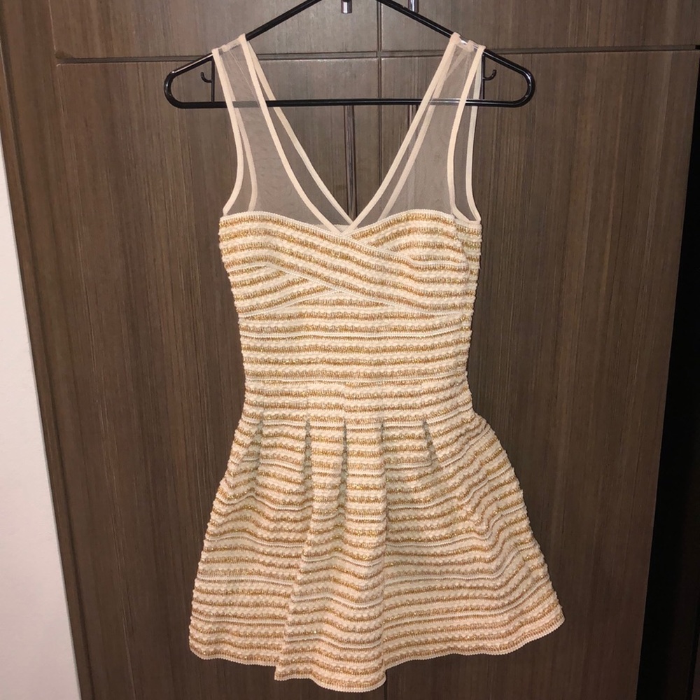 Tweed Gold & white mini dress
